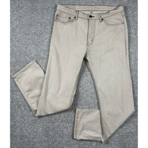 MTAILOR Men's Pants 36x31 Beige Stretch 5 Pocket Contrast Stitch Custom Fit